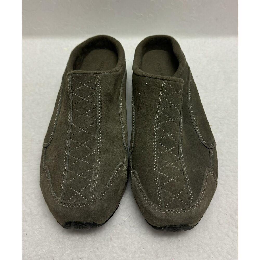 JP Tilden Brown Suede Quilted Stitching Slip On Moccasin Slippers Unisex US 7.5